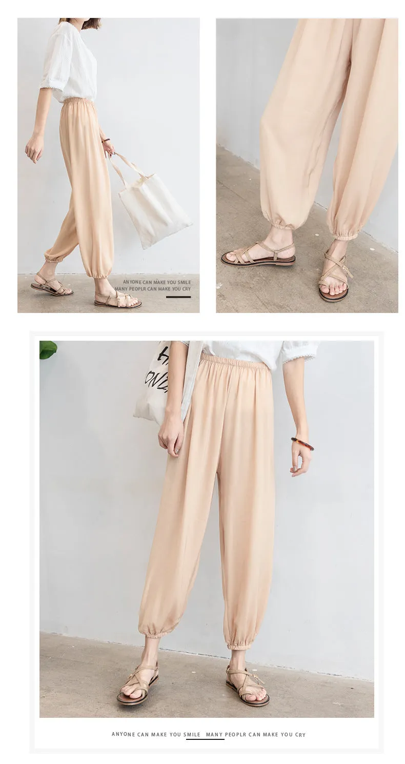 Summer Thin Fairy-Look Cool Pants Anti Mosquito Women Island Sunscreen Loose Jogger Chiffon Lantern Casual Pants