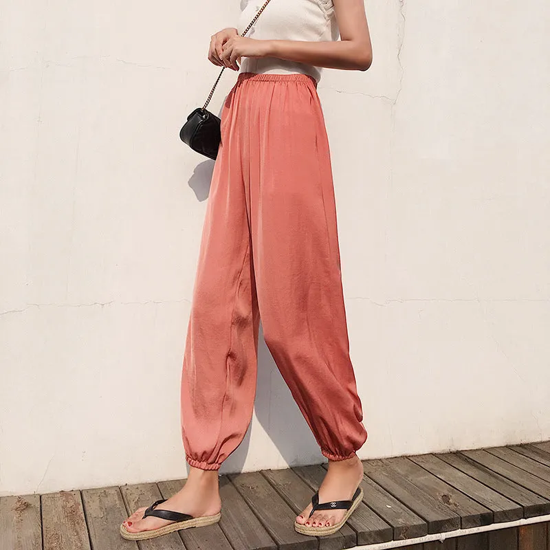 Summer Thin Fairy-Look Cool Pants Anti Mosquito Women Island Sunscreen Loose Jogger Chiffon Lantern Casual Pants