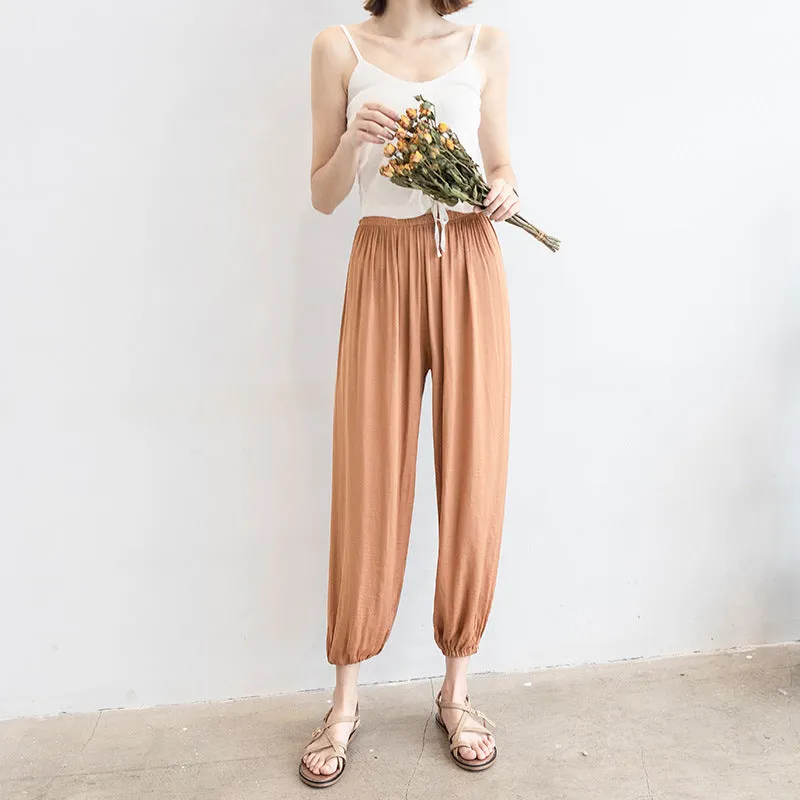 Summer Thin Fairy-Look Cool Pants Anti Mosquito Women Island Sunscreen Loose Jogger Chiffon Lantern Casual Pants