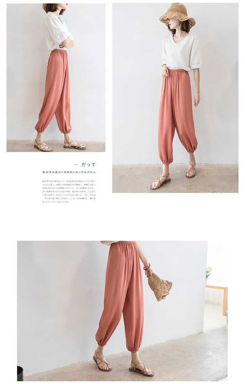 Summer Thin Fairy-Look Cool Pants Anti Mosquito Women Island Sunscreen Loose Jogger Chiffon Lantern Casual Pants