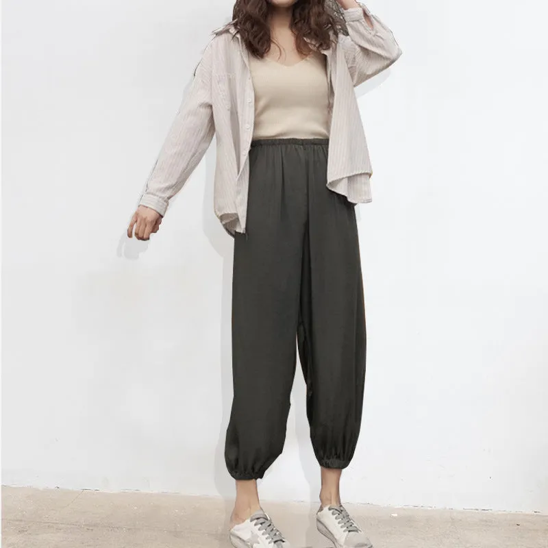 Summer Thin Fairy-Look Cool Pants Anti Mosquito Women Island Sunscreen Loose Jogger Chiffon Lantern Casual Pants