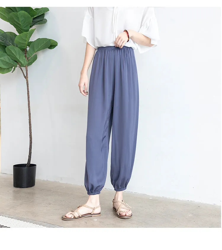 Summer Thin Fairy-Look Cool Pants Anti Mosquito Women Island Sunscreen Loose Jogger Chiffon Lantern Casual Pants