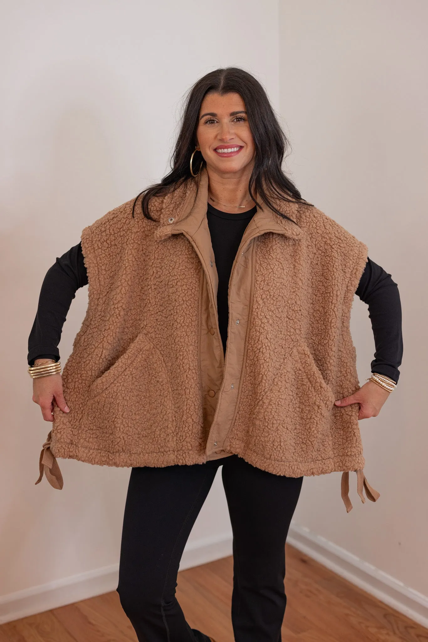 Teddy Fur Taupe Sherpa Vest