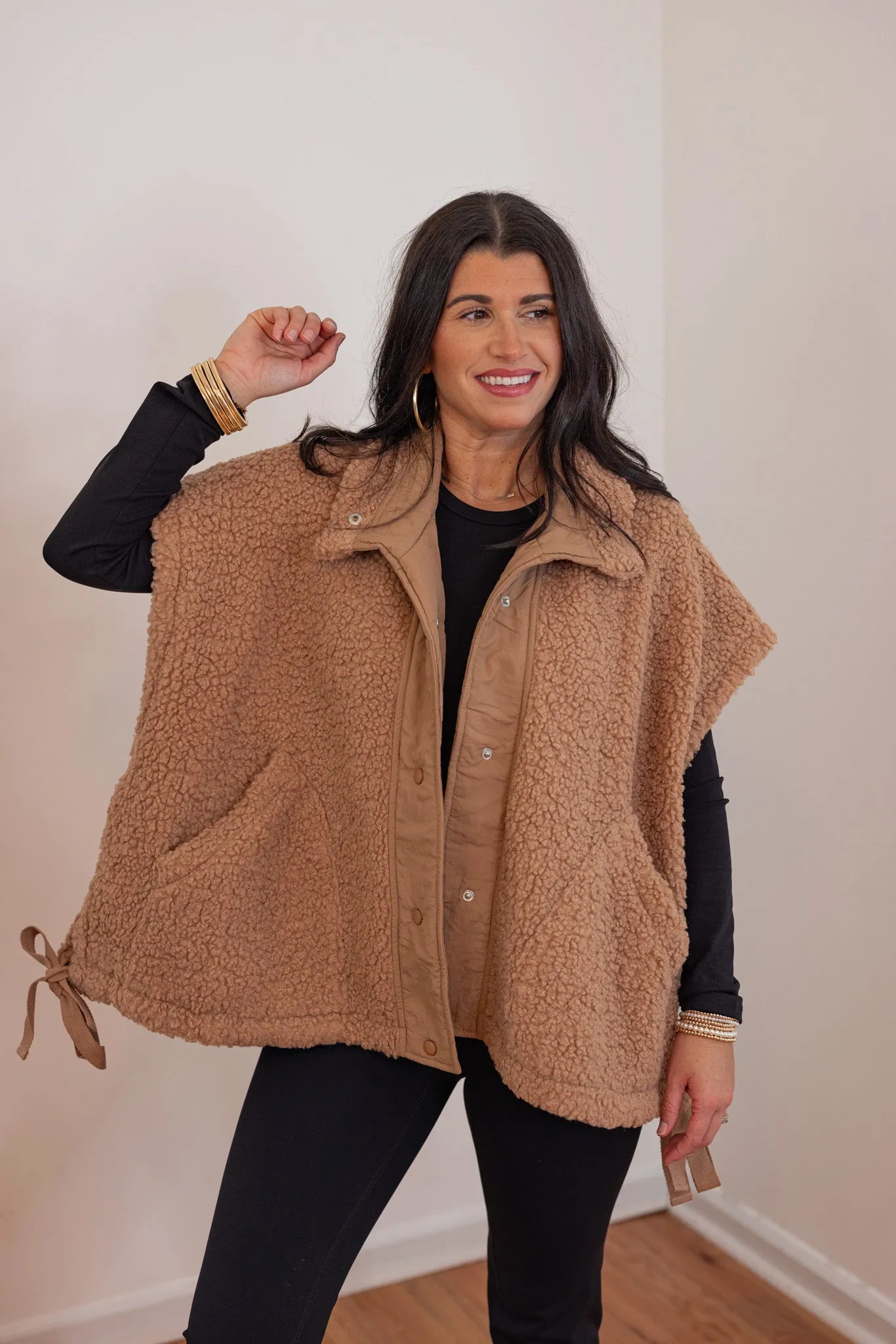 Teddy Fur Taupe Sherpa Vest