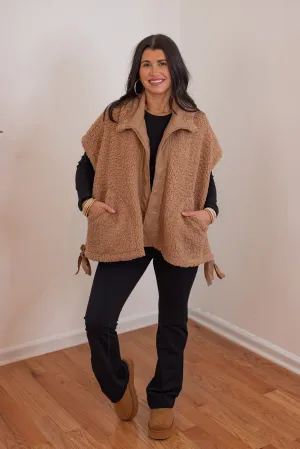 Teddy Fur Taupe Sherpa Vest