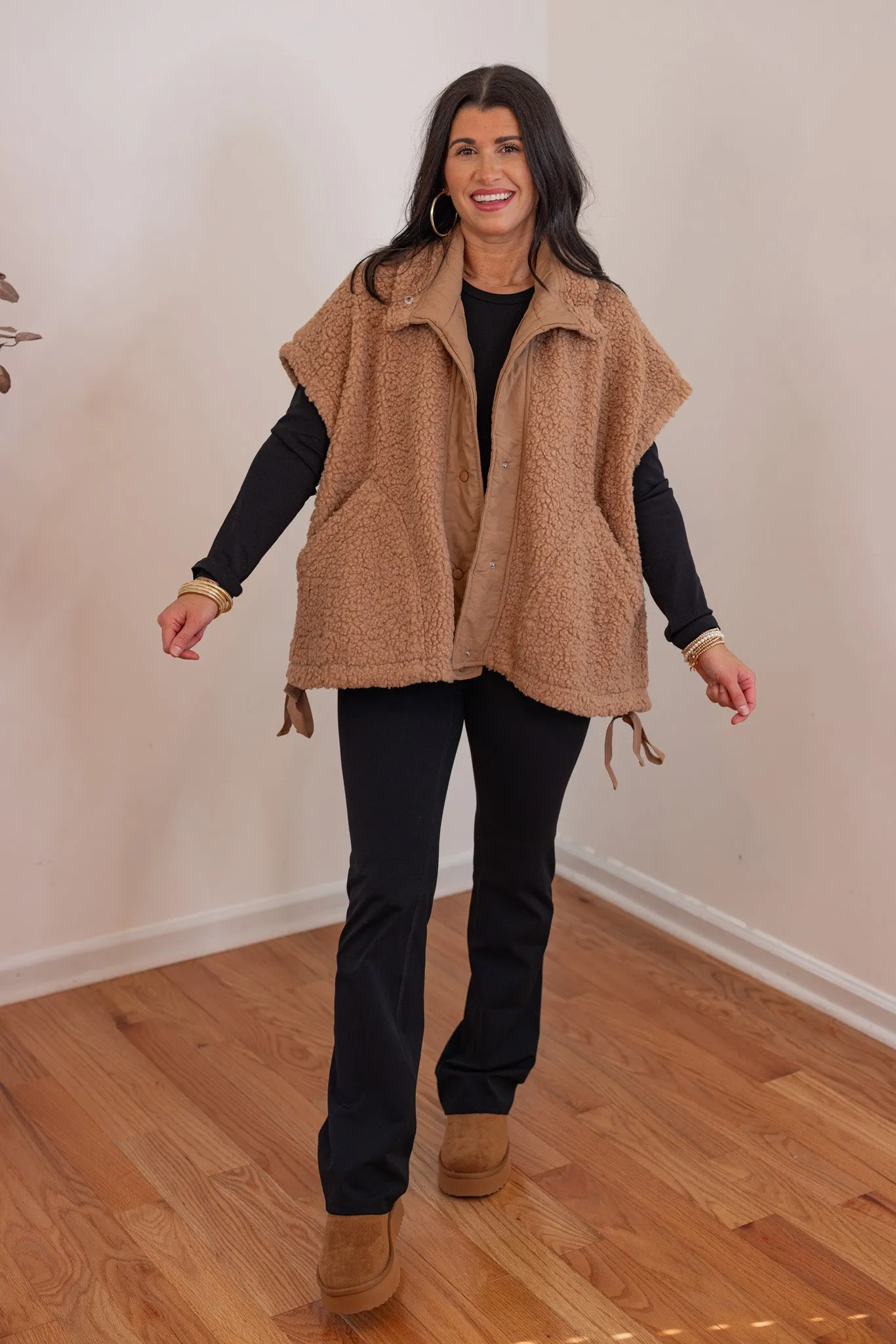 Teddy Fur Taupe Sherpa Vest