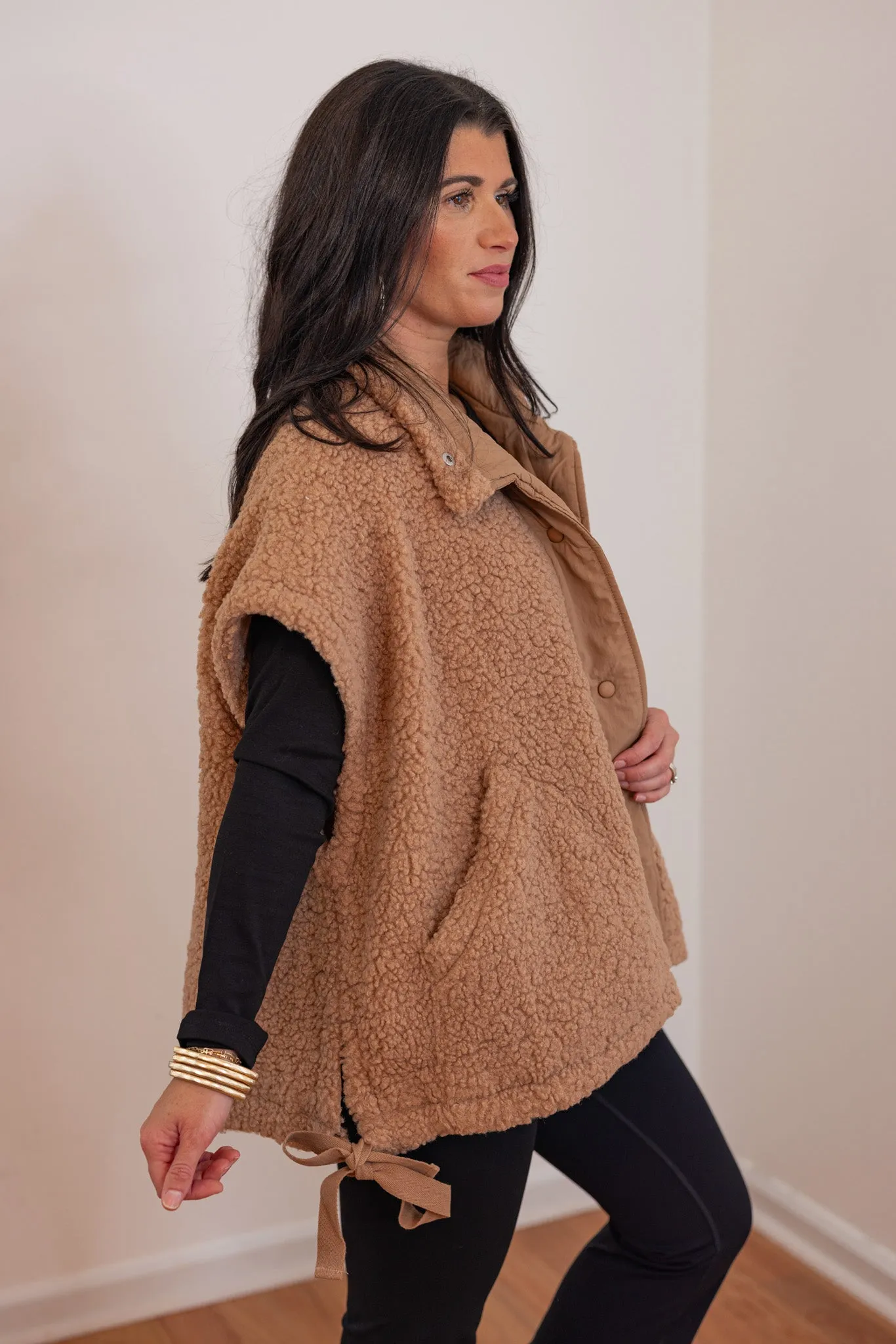 Teddy Fur Taupe Sherpa Vest