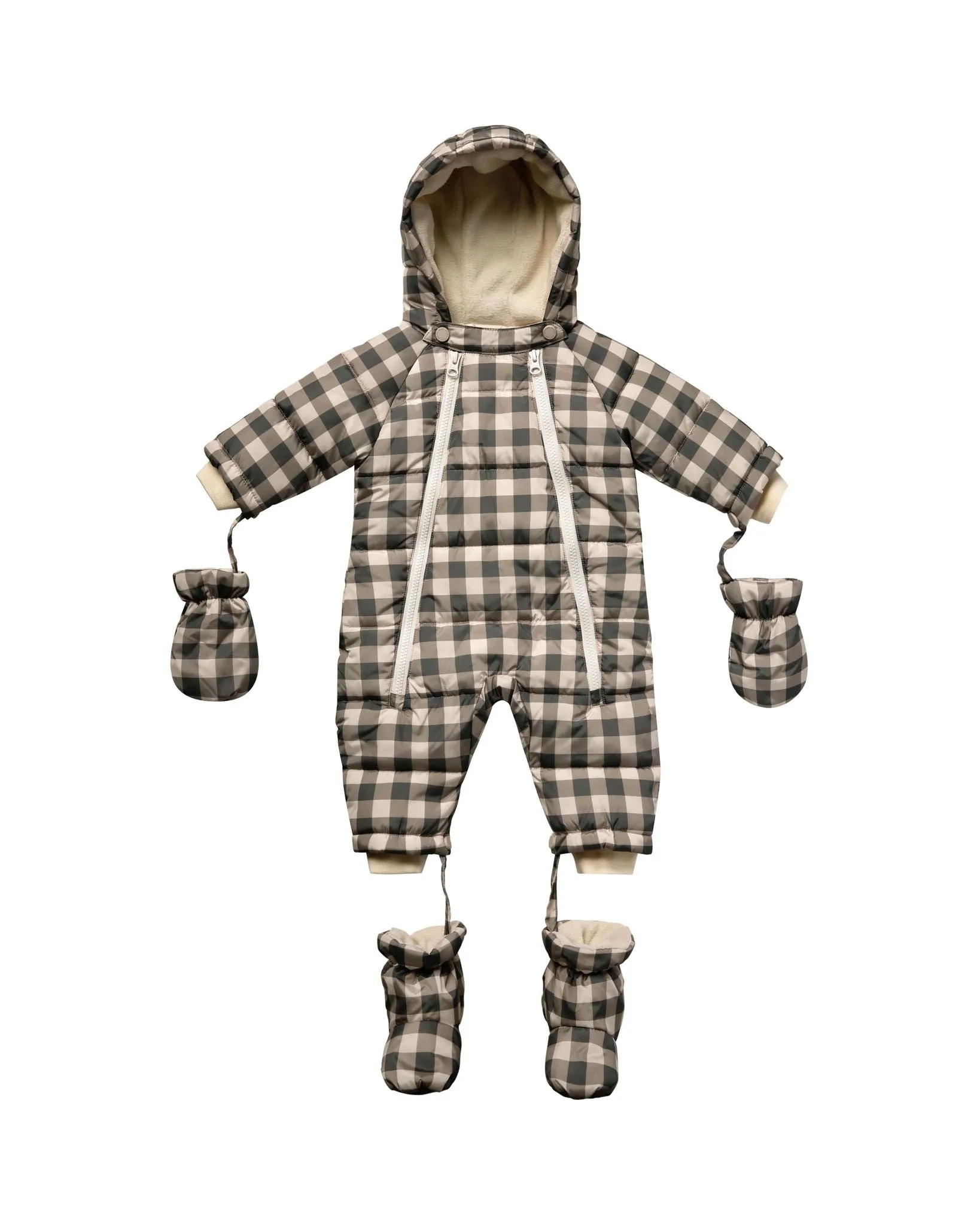 The Snow Puffer Suit by Rylee   Cru - Charcoal Check - BABY