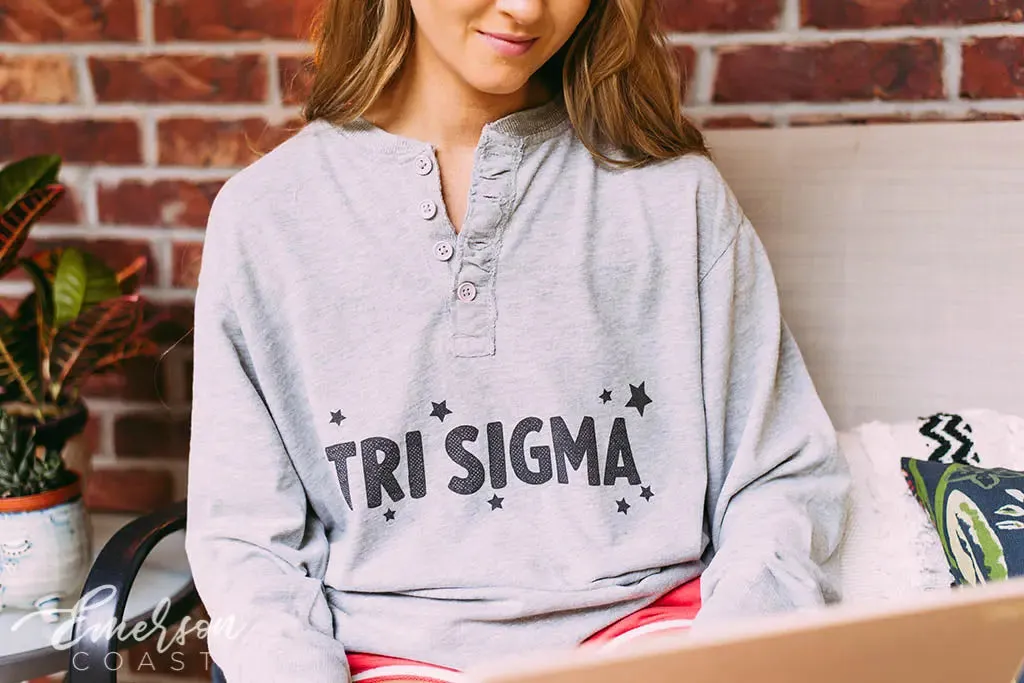 Tri Sigma Stars Gray Thermal Henley