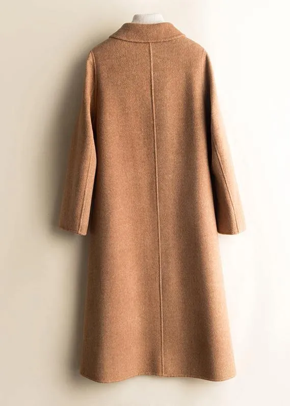 Unique Peter pan Collar pockets fine trench coat brown daily women Woolen Coats