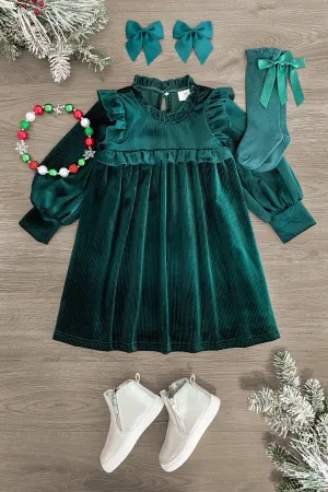 Velvet Sparkle Ruffle Dress