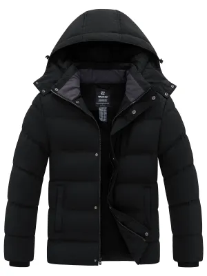 Wantdo Men's Winter Coat Windproof Warm Padded Puffer Parka Jacket with Detachable Hood