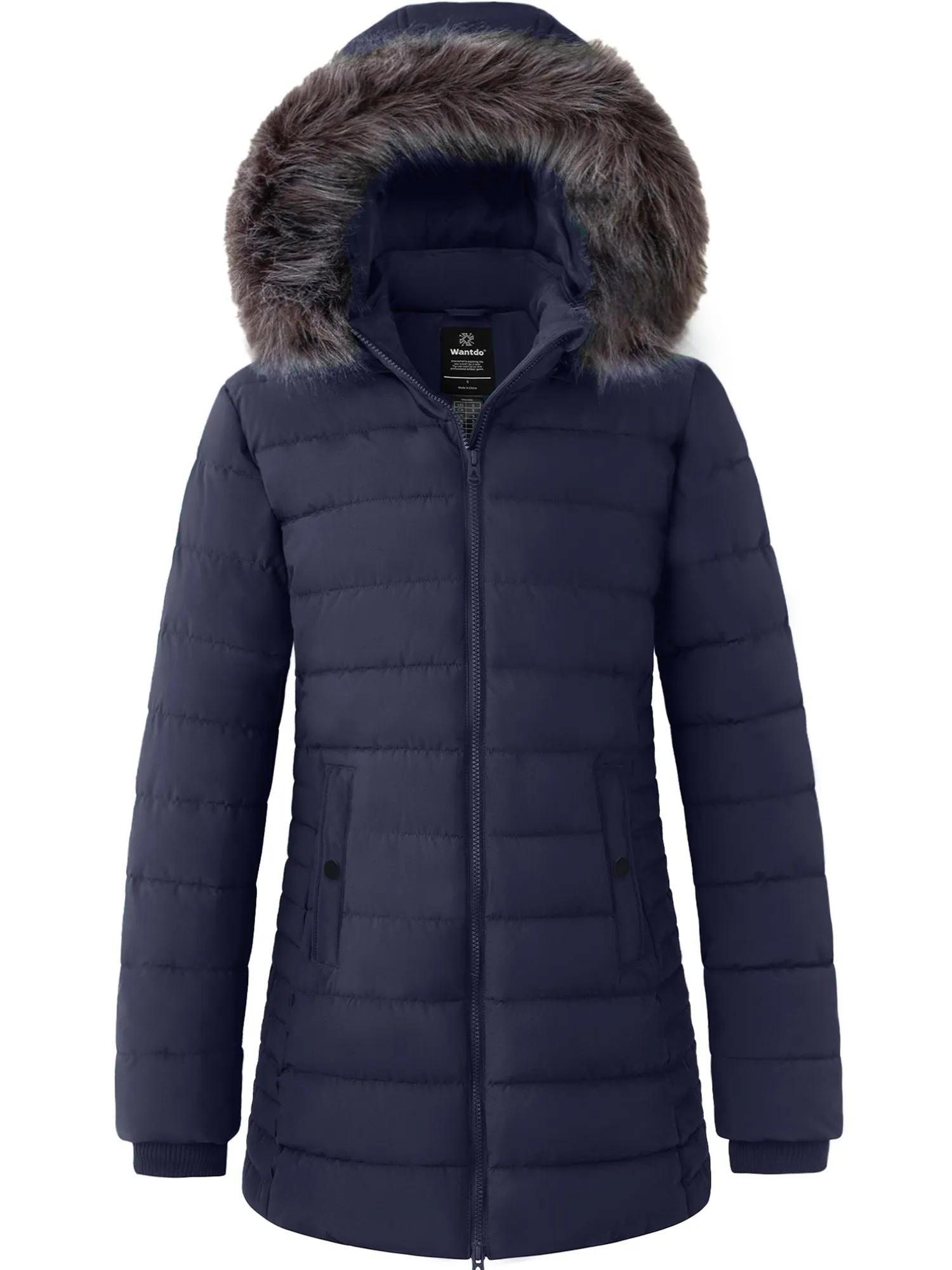 Wantdo Women's Winter Coat Hip-Length Warm Puffer Jacket Quilted Winter Jacket with Hood