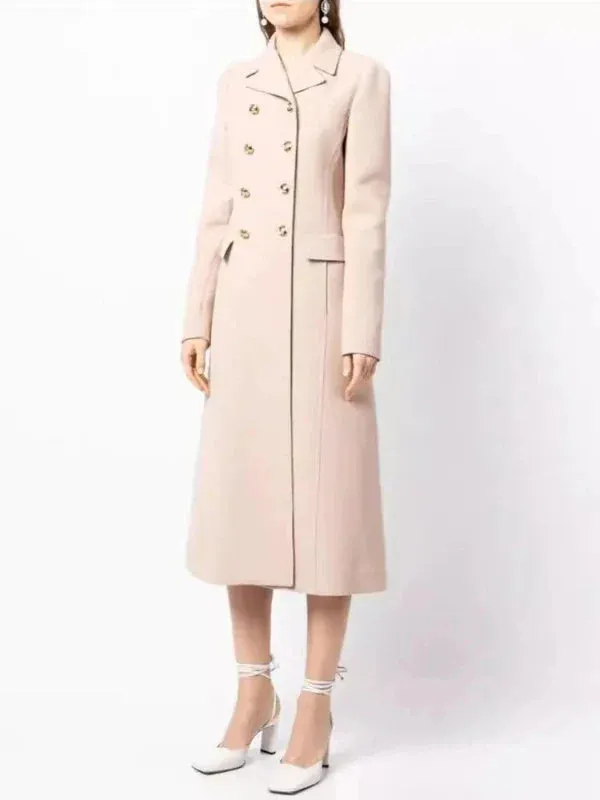 Wenkouban-Winter outfits Christmas Black Friday Notched Collar Gold Buttons Empire Waist Mid-Length Military Coat