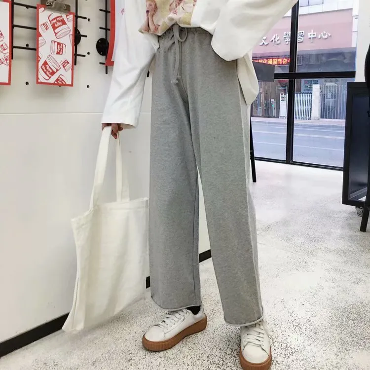 Wide Leg Pants Women Thin Plus Size Straight Drape Loose Suits Floor Length Long Casual Pants