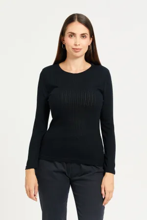 Women Black Long Sleeve Thermal Top