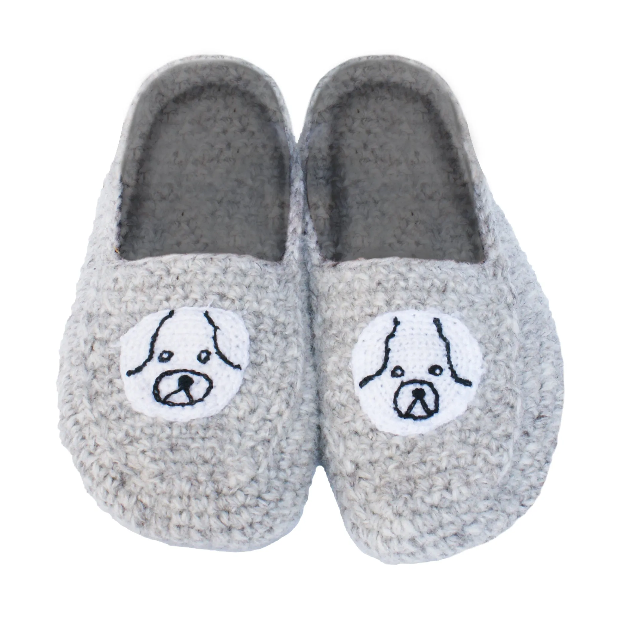 Women's Cozy Wool Slipper Socks Gray Dog