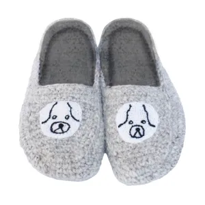 Women's Cozy Wool Slipper Socks Gray Dog