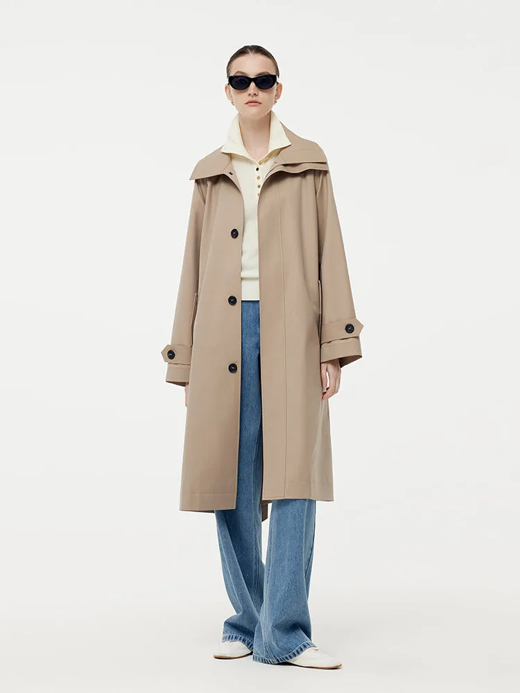 Worsted Wool Blend Waterproof Women Trench Coat With Belt